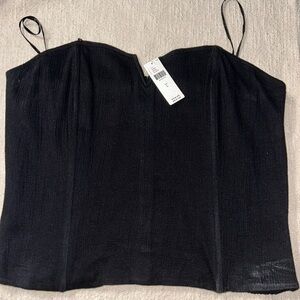 Anthropologie (NWT) Black Strapless Bustier - Sz Large. 95% Cotton 5% Spandex